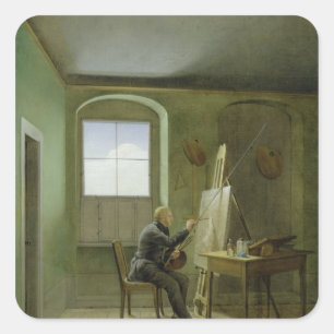Caspar David Friedrich in zijn studio, 1811 Vierkante Sticker