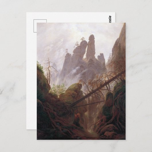 Caspar David Friedrich Rocky Landschap in de Elbe Briefkaart (Voorkant / Achterkant)