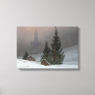 Caspar David Friedrich - Winterlandschap Canvas Afdruk