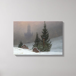 Caspar David Friedrich - Winterlandschap Canvas Afdruk