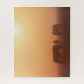 Caspian ponies grazen in de mist-zon legpuzzel (Verticaal)