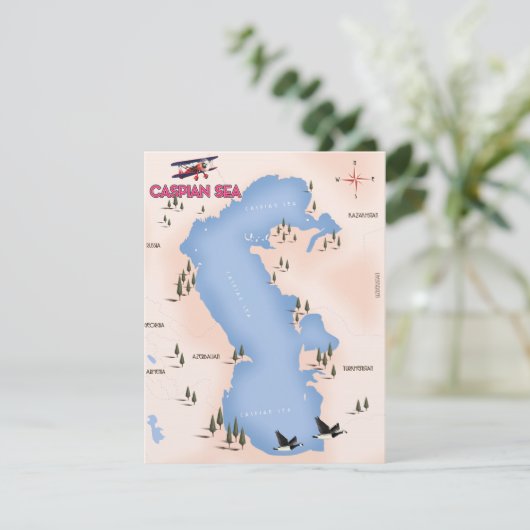 Caspian Zee  Style Map reisposter (Staand voorkant)