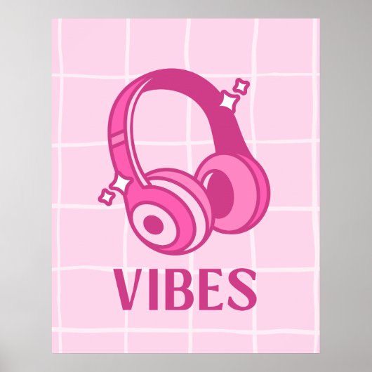 Casque Audio Vibes Rose 61x76cm Affiche (Devant)