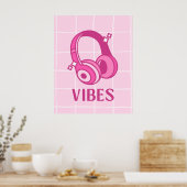 Casque Audio Vibes Rose 61x76cm Affiche (Cuisine)
