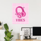 Casque Audio Vibes Rose 61x76cm Affiche (Bureau à domicile)