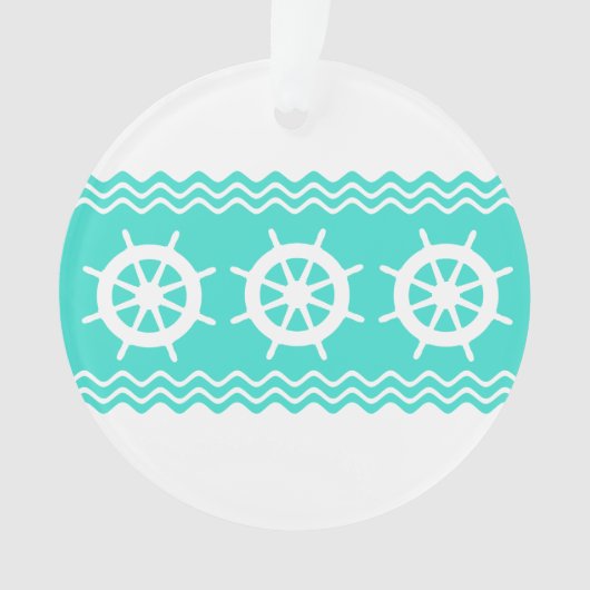 Casque blanche côtière Turquoise Stripe Nautique (devant)