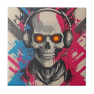 Casque de crâne Cyberpunk Carreau en céramique
