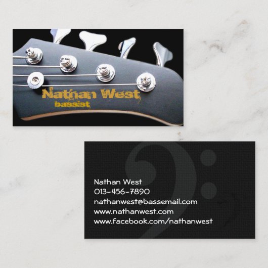 Casque de guitare basse avec nom Carte de visite (Devant / Derrière)