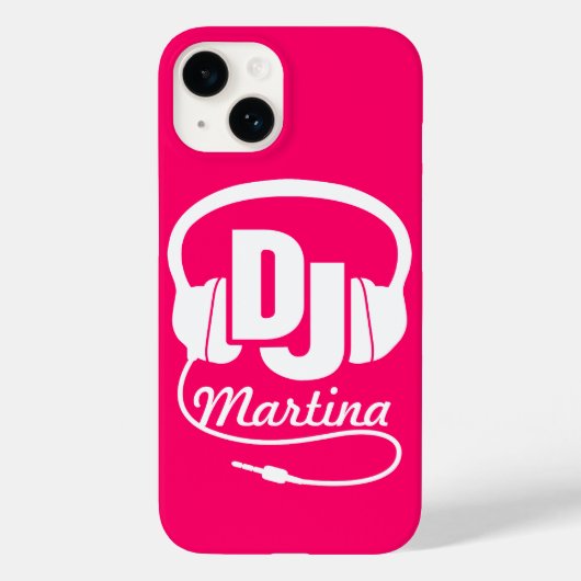 Casque DJ fille nommé rose & blanc coque iphone (Verso)