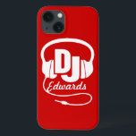 Casque DJ nommé coque ipad rouge et blanc<br><div class="desc">Protégez votre iphone contre les coups et les petits accidents,  avec ce coque ipad. Coque iphone DJ casque graphique original pour dj de musique et jockeys de disque en herbe et ventilateurs de clubbing. Customisez avec votre nom. L'exemple indique Edwards. Exclusivement conçu par Sarah Trett.</div>