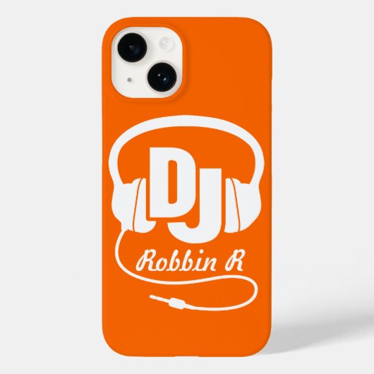 Casque DJ nommé orange et blanc coque iphone (Verso)