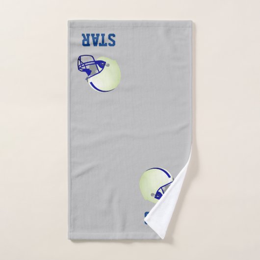 Casque et texte de football américain en gris clai (Serviette à main)
