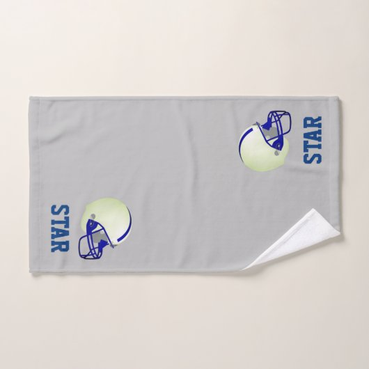 Casque et texte de football américain en gris clai (Serviette à main)