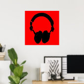 Casque noir rouge Silhouette Pop Art Poster (Bureau à domicile)