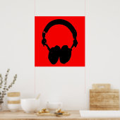 Casque noir rouge Silhouette Pop Art Poster (Cuisine)
