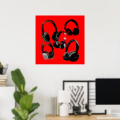 Casque Noir Rouge Silhouettes Pop Art Poster (Bureau à domicile)