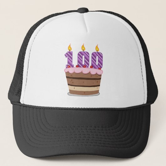 Casquette 100 ans sur le gâteau d'anniversaire (Devant)