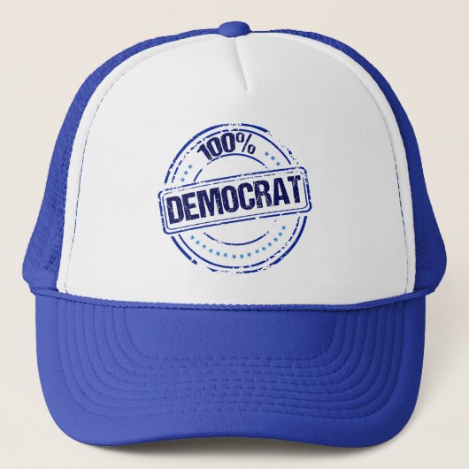 Casquette 100% démocrate bleu politique (Devant)