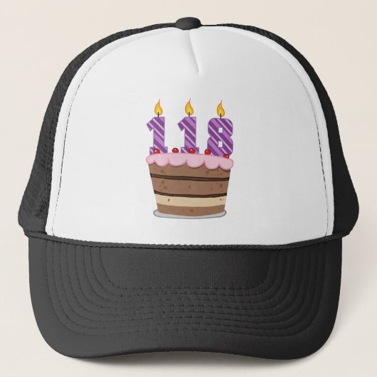 Casquette 118 ans sur le gâteau d'anniversaire (Devant)