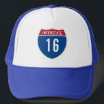 Casquette 16th Birthday Interstate Sign<br><div class="desc">A customizable interstate road sign for a milestone birthday for a 16 year old excited about getting their driver's license.</div>