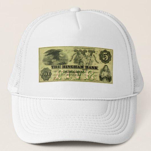Casquette 1860 Hingham Massachusetts Note à cinq dollars (Devant)