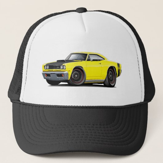 Casquette 1969 roues courantes Jaune-Noires d'abeille (Devant)