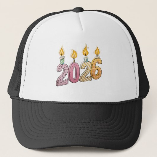 Casquette 2026 Image Printed above Glowing Candle Flames-Cap (Devant)
