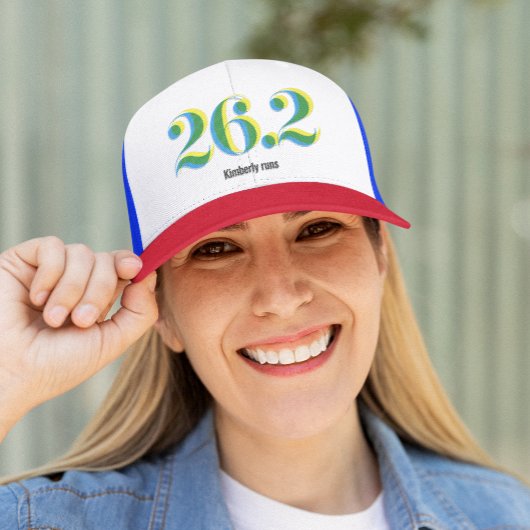 Casquette 26.2 Marathon courrant un texte bleu gras jaune
