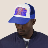 CASQUETTE 2 COEURS DANS UN UNIVERS BLEU,   (En situation)