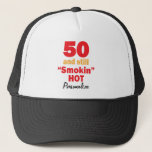 Casquette 50 and Still Smokin Hot | 50th Birthday | DIY Name<br><div class="desc">50 and Still Smokin Hot Hat. A fun gift for someone's 50th Birthday. ⭐This Product is 100% Customizable. *****Click on CUSTOMIZE BUTTON to add, delete, move, resize, changed around, rotate, etc... any of the graphics or text or use the fill in boxes. 99% of my designs in my store are...</div>