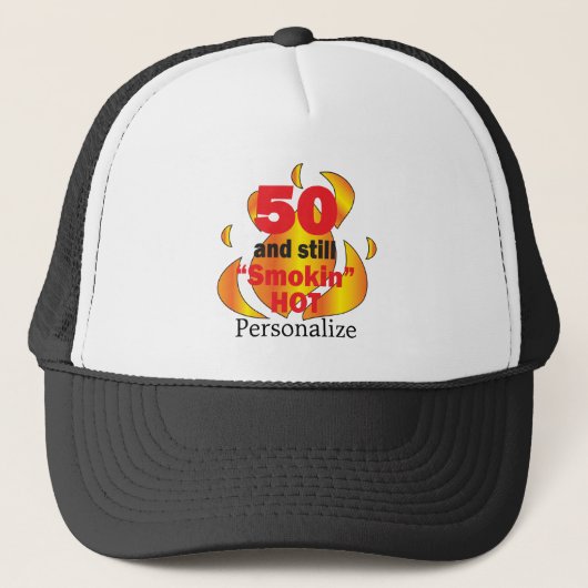 Casquette 50 et Smokin Hot | 50e anniversaire | Nom do-it-yo (Devant)