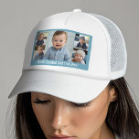 Casquette 5 Collage photo moderne minimaliste bleu blanc<br><div class="desc">Collage photo avec espace pour le texte sous les photos. Un script tendance en fait un design moderne et minimal avec un type noir sur un arrière - plan blanc. Une façon amusante de capturer des souvenirs et de les partager avec des amis et la famille.</div>