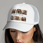 Casquette 6 Grille de collage photo - Texte personnalisé bla<br><div class="desc">Utilisez 6 photos pour créer un collage photo personnel. Cet aménagement moderne et propre comprend une arrière - plan noire. Il y a aussi un endroit pour ajouter du texte au milieu. La couleur de l'arrière - plan peut être modifiée dans la zone personnaliser.</div>