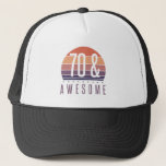 Casquette 70th Birthday Retro Sunset<br><div class="desc">A colorful vintage style for awesome men and women celebrating a milestone birthday,  with a retro color scheme.</div>