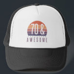Casquette 70th Birthday Retro Sunset<br><div class="desc">A colorful vintage style for awesome men and women celebrating a milestone birthday,  with a retro color scheme.</div>
