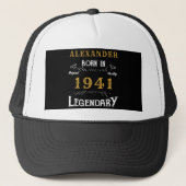 Casquette 80e anniversaire personnalisé Né en 1941 Noir Vint (Devant)