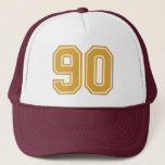 Casquette 90th Birthday Classic Trucker Hat<br><div class="desc">Classic 90th Birthday Party Hat with mustard number 90</div>