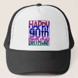 Casquette 90th birthday_color gradients<br><div class="desc">"Celebrating Happy 90th Birthday" the artwork design for all those who celebrates their happiest day in the year i.e. Birth Day,  regularly.
The design inspires us the birth day gift to someone who completed his/her 90 years of born.</div>