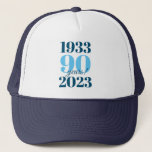 Casquette 90th Birthday Special Date<br><div class="desc">A bold and striking 90th birthday (or any age) baseball hat. This special milestone cap consists of birth and birthday date in dark blue typography - with the age highlighted in light blue.</div>