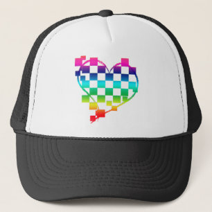 Casquette à damiers coeur. v1.