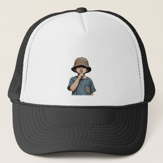 Casquette à maille blanche et noire (Devant)