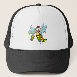 Casquette Abeille de guêpe à cheval avec deux seaux de miel