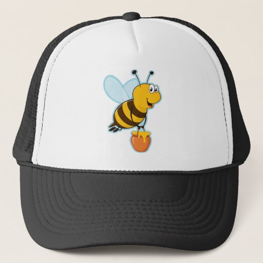 Casquette Abeille de miel et pot heureux de miel (Devant)