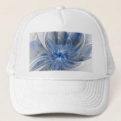 Casquette Abstract Blue Gray Watercolor Fractal Art Flower (Devant)