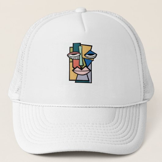 Casquette Abstract Cubist Face Art Trucker Hat - Modern Geom (Devant)