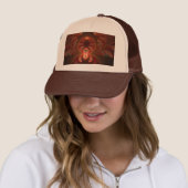 Casquette Abstrait lumineux rouge orange moderne Fractal (En situation)