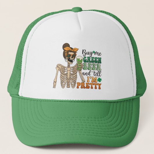 Casquette Acheter Me Bière Verte - Squelette | Saint Patrick (Devant)