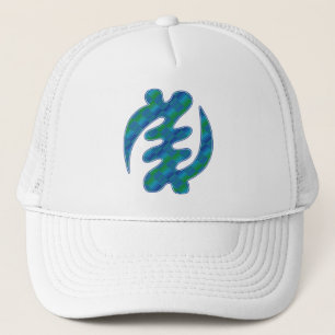 Casquette Adinkra Blue Green Kente K16 Gye Nyame
