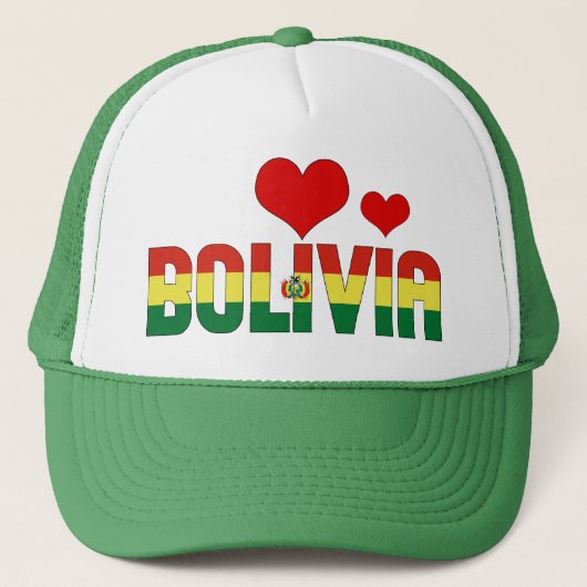 Casquette Adorable Bolivie Coeurs Drapeau Patriotique (Devant)