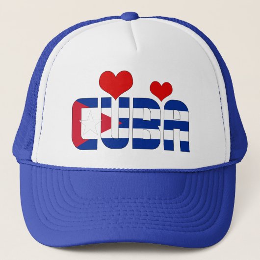 Casquette adorable Cuba Coeurs Drapeau Patriotique (Devant)